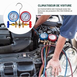 Manomètre de réfrigérant - kit robinet+tuyau R134A, R12