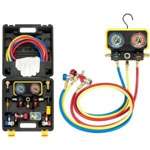 Manomètre clim R1234yf Pindex 3x tuyaux 1,5m R134a/R404A