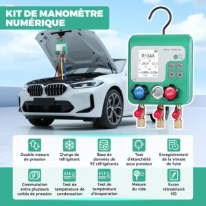Kit recharge climatisation voiture digital manomètre R134A