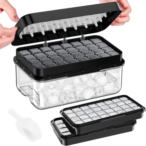 Bacs à glaçons 64 PHINOX avec couvercle - sans BPA, noir