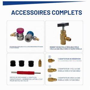 Kit recharge climatisation voiture BACOENG R134a 4 voies