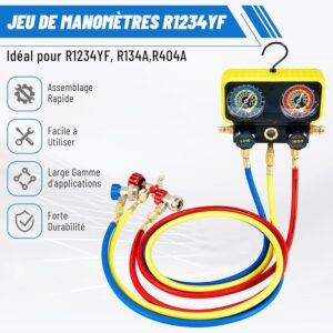 Kit manomètre R1234YF CarBole pour clim auto R134a/R404a