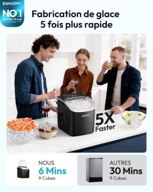 Machine à glaçons EUHOMY - 12 kg/jour, 9 glaçons/6 min