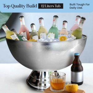 Seau à glace 12 L inox argenté isotherme avec pelle