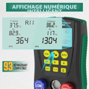 Manomètre réfrigérant numérique R32 R410a – 93 réfrigérants
