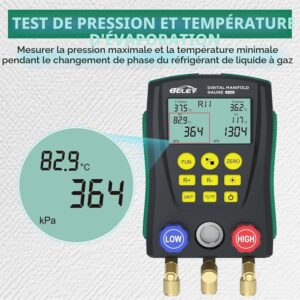Manomètre réfrigérant numérique R32 R410a – 93 réfrigérants