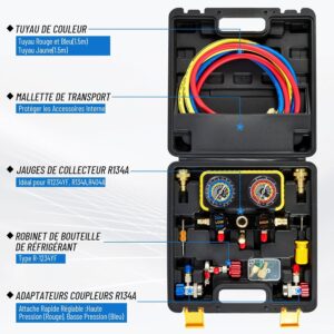 Kit manomètre R1234YF CarBole pour clim auto R134a/R404a