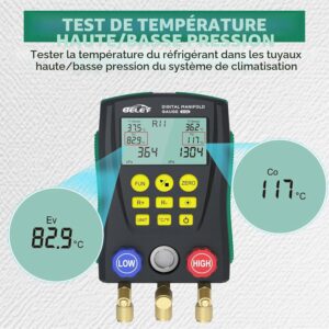 Manomètre réfrigérant numérique R32 R410a – 93 réfrigérants