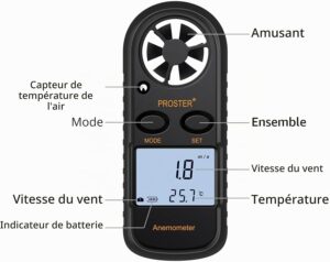 Anémomètre portable Proster LCD - Mesure vent et température