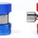 Connecteur climatisation R134a 2x coupleurs HP/LP 1/4" mâle