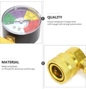 Tuyau de charge R134A Homoyoyo avec manomètre filetage 1/2