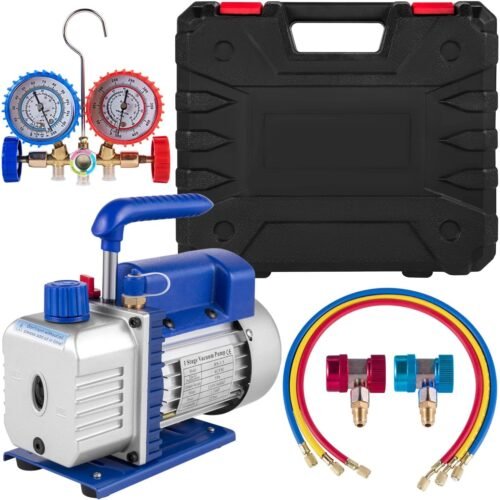 Pompe à vide climatisation 4CFM 1/4HP 1440 tr/min avec jauge
