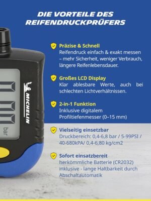 Manomètre digital Michelin - Contrôle pression & usure pneus