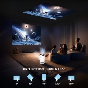 Vidéoprojecteur portable WiFi 6 Android TV BT5.2 HDMI USB
