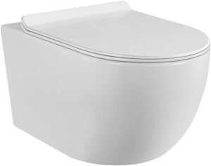 WC sans bride — Pack cuvette suspendue + plaque inox
