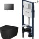 WC suspendu Prime Fit noir sans rebord, plaque et abattant