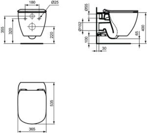 WC suspendu TESI Ideal Standard sans bride noir mat