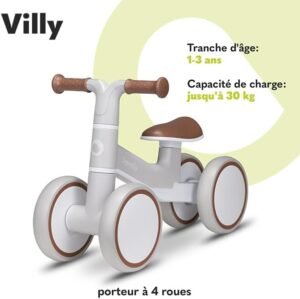 Draisienne bébé Lionelo Villy 4 roues beige jusqu'à 30 kg