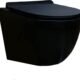 WC sans bride pack complet cuvette suspendue plaque noir mat