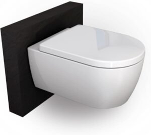WC suspendu BERNSTEIN sans rebords blanc abattant standard