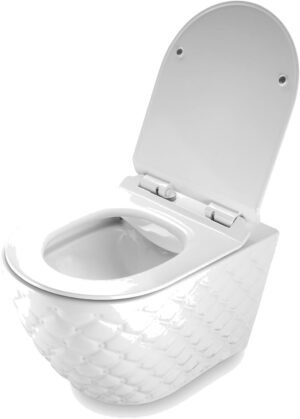 WC suspendu blanc sans bride avec abattant Softclose