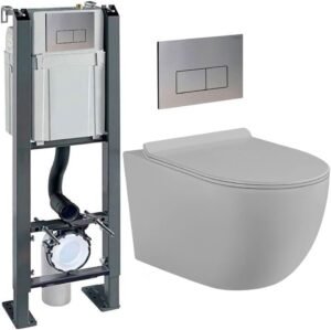 Pack WC suspendu Initio sans bride - bâti et plaque inox