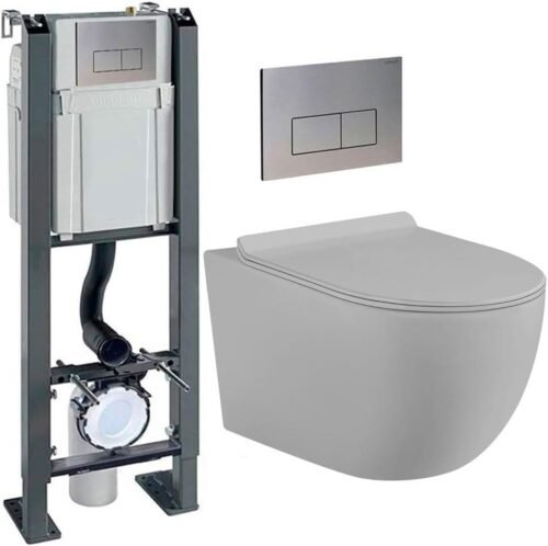 Pack WC suspendu Initio sans bride - bâti et plaque inox