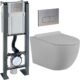 Pack WC suspendu Initio sans bride - bâti et plaque inox