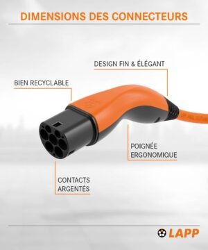 Câble de recharge Type 2 Lapp Mobility 5 m 32A 22 kW