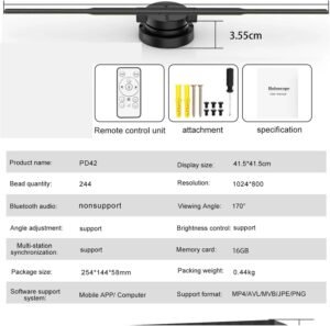 Projecteur ventilateur holographique 3D LED HD intelligent