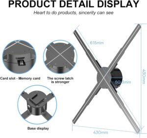 Projecteur holographique 3D ventilateur affichage 2K 722 LED