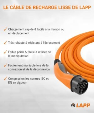 Câble de recharge Type 2 7m 32A 22kW Lapp Mobility IP55