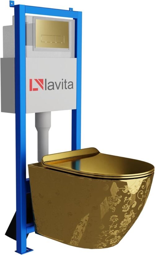 Lavita Élément mural WC Sofi S Lavita Élément mural WC Sofi Slim Gold 40 cm Kit complet