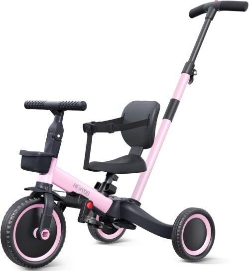 Draisienne 5 en 1 newyoo 1-3 ans, barre de poussée, rose