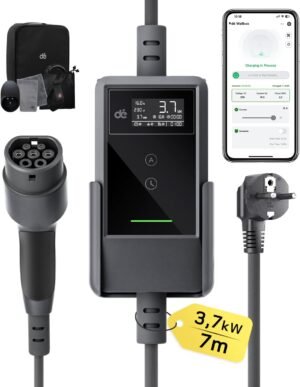 Chargeur voiture électrique 3, Chargeur voiture électrique 3,7kW 6-16A réglable Type 2 Schuko