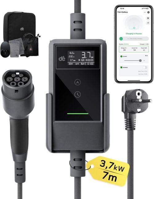 Chargeur voiture électrique 3,7kW 6-16A réglable Type 2 Schuko