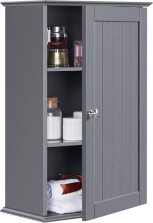 Armoire murale salle de bain Yaheetech - Gris 35x20,7x55 cm