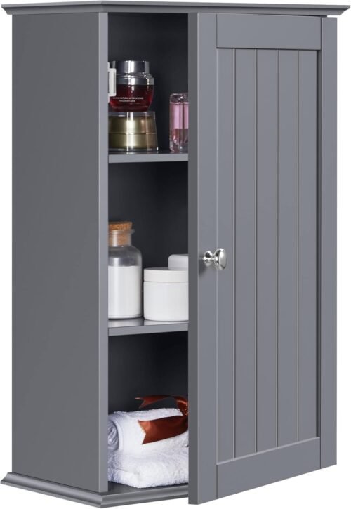 Armoire murale salle de bain Yaheetech - Gris 35x20,7x55 cm
