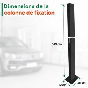 Poteau borne Tesla Wall Connector LDY, acier noir 149 cm