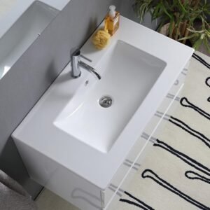 Meuble salle de bain suspendu 80 cm Kiamami Valentina blanc brillant