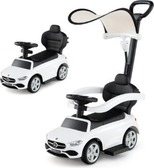 Porteur enfant COSTWAY Mercede Porteur enfant COSTWAY Mercedes-Benz 3-en-1 blanc, canopy réglable