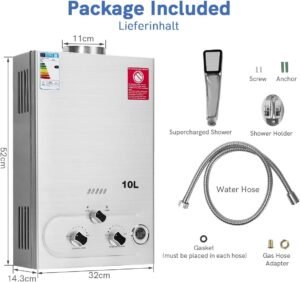 Chauffe-eau à gaz Fulgutonit 10L — douche suralimentée