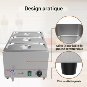 Bain-marie inoxydable 16L 3 sections Valgus Commerciale