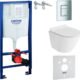 WC mural Lavita sans rebord+plaque Grohe+abattant SoftClose