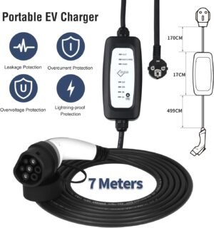 61GpqGhsCGL._AC_SL1500_.jpg Chargeur voiture électrique portable Type 2 3,6 kW 6-16 A 7 m