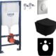 WC suspendu Brava noir sans bord - Kit complet LAVITA