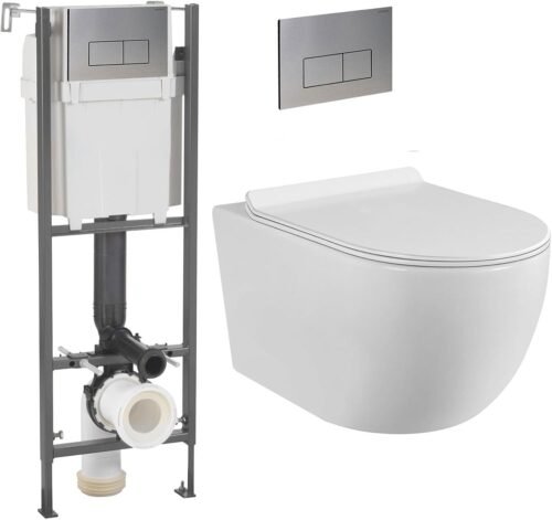 WC sans bride — Pack cuvette s WC sans bride — Pack cuvette suspendue + plaque inox