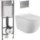 WC sans bride — Pack cuvette suspendue + plaque inox
