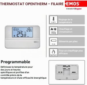 Thermostat OpenTherm EMOS programmable filaire 5–35°C