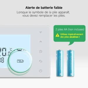 Thermostat chaudière gaz Beok programmable 2 fils à piles